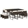 Set comedor de jardín 11 pzas y cojines ratán sintético marrón by , Garden sets - Ref: Foro24-3211329, Price: 521,13 €, Disco...