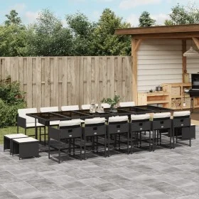 Set de muebles jardín 17 pzas con cojines ratán sintético negro by , Garden sets - Ref: Foro24-3211362, Price: 973,22 €, Disc...