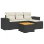 Set de muebles de jardín 5 pzas y cojines ratán sintético negro de , Conjuntos de jardín - Ref: Foro24-3257743, Precio: 306,5...