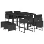 Set de comedor de jardín 9 pzas y cojines ratán sintético negro von , Gartensets - Ref: Foro24-3211315, Preis: 383,55 €, Raba...