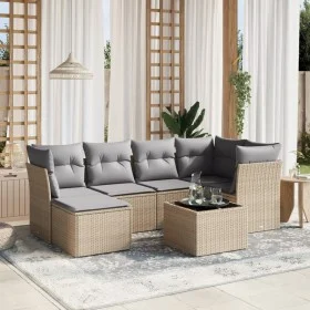 Juego de sofás jardín con cojines beige mezcla 7 pzas ratán PE by , Garden sets - Ref: Foro24-3263185, Price: 414,63 €, Disco...