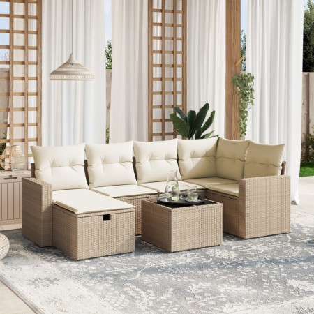 Set sofás de jardín 7 piezas y cojines ratán sintético beige by , Garden sets - Ref: Foro24-3263494, Price: 464,13 €, Discoun...