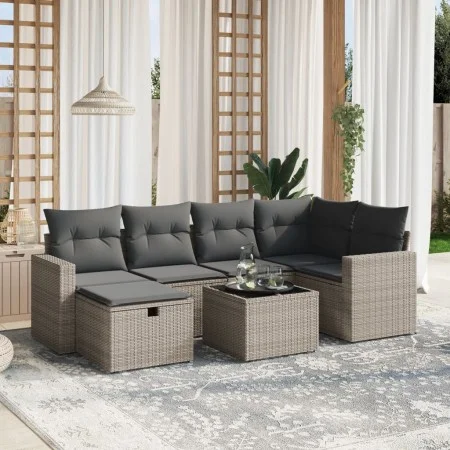 Set de sofás de jardín 7 piezas con cojines ratán PE gris von , Gartensets - Ref: Foro24-3263496, Preis: 412,86 €, Rabatt: %
