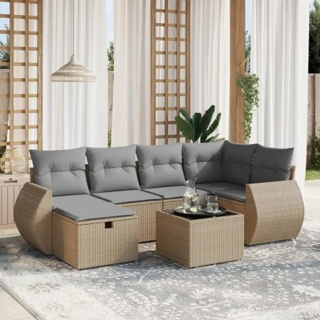 Juego de sofás jardín con cojines beige mezcla 7 pzas ratán PE von , Gartensets - Ref: Foro24-3264115, Preis: 457,34 €, Rabat...