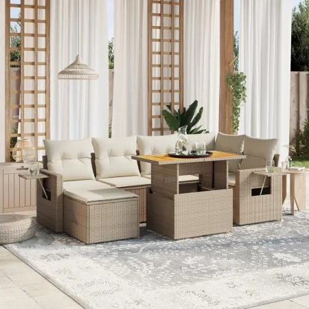 Set sofás de jardín 7 piezas y cojines ratán sintético beige von , Gartensets - Ref: Foro24-3275704, Preis: 539,09 €, Rabatt: %