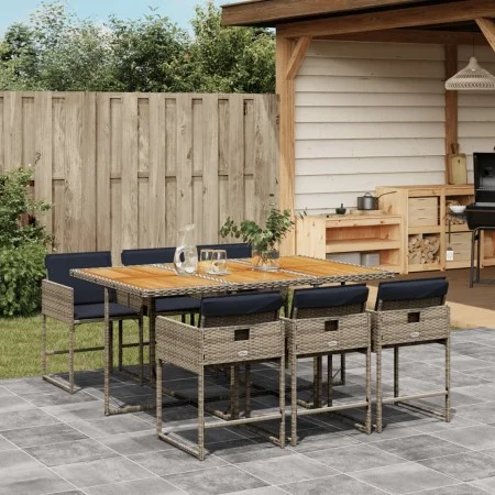 Set comedor jardín 7 pzas y cojines ratán sintético gris von , Gartensets - Ref: Foro24-3278044, Preis: 572,16 €, Rabatt: %