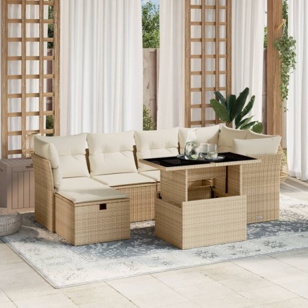 Set sofás de jardín 7 piezas y cojines ratán sintético beige von , Gartensets - Ref: Foro24-3274658, Preis: 506,93 €, Rabatt: %