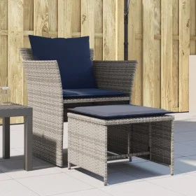 Sillón de jardín con reposapiés ratán sintético gris by , Garden sets - Ref: Foro24-368623, Price: 120,95 €, Discount: %