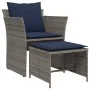 Sillón de jardín con reposapiés ratán sintético gris von , Gartensets - Ref: Foro24-368623, Preis: 120,95 €, Rabatt: %