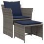 Sillón de jardín con reposapiés ratán sintético gris von , Gartensets - Ref: Foro24-368623, Preis: 122,96 €, Rabatt: %