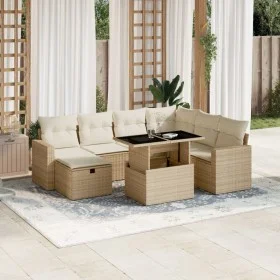 Set de sofás de jardín y cojines 8 piezas ratán sintético beige by , Garden sets - Ref: Foro24-3274838, Price: 576,07 €, Disc...