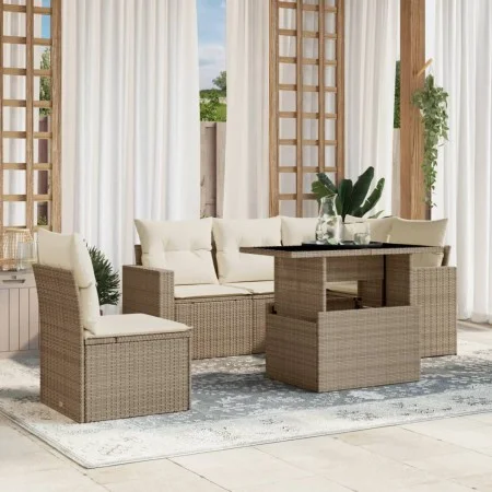 Juego de sofás jardín con cojines 6 pzas ratán sintético beige von , Gartensets - Ref: Foro24-3267278, Preis: 477,10 €, Rabat...