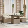 Juego de sofás jardín con cojines 6 pzas ratán sintético beige by , Garden sets - Ref: Foro24-3267238, Price: 429,40 €, Disco...