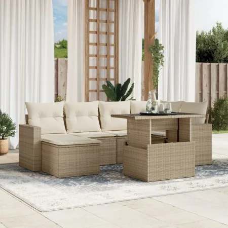 Set sofás de jardín 7 piezas y cojines ratán sintético beige von , Gartensets - Ref: Foro24-3267418, Preis: 523,51 €, Rabatt: %