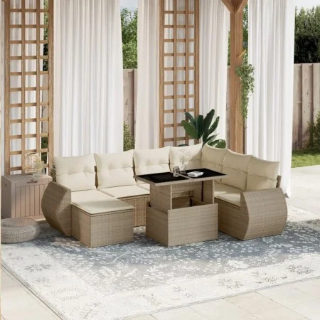 Set de sofás de jardín y cojines 8 piezas ratán sintético beige by , Garden sets - Ref: Foro24-3268698, Price: 617,46 €, Disc...