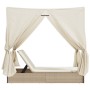 Tumbona doble con techo y cortinas ratán sintético beige von , Liegen - Ref: Foro24-368076, Preis: 377,75 €, Rabatt: %
