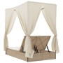 Tumbona doble con techo y cortinas ratán sintético beige von , Liegen - Ref: Foro24-368076, Preis: 377,75 €, Rabatt: %