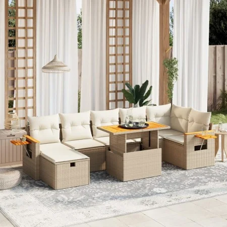 Juego de sofás de jardín con cojines beige 8 pzas ratán PE von , Gartensets - Ref: Foro24-3276152, Preis: 613,48 €, Rabatt: %