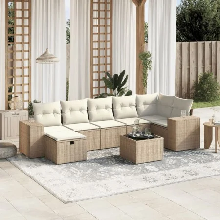 Juego de sofás de jardín con cojines beige 8 pzas ratán PE by , Garden sets - Ref: Foro24-3264444, Price: 550,89 €, Discount: %