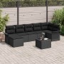 Conjunto de sofá de jardín con cojín 8 pcs Negro Poliratán