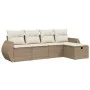 Juego de sofás jardín con cojines 5 pzas ratán sintético beige by , Garden sets - Ref: Foro24-3264084, Price: 400,17 €, Disco...