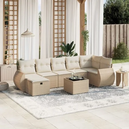 Juego de sofás de jardín con cojines beige 8 pzas ratán PE de , Conjuntos de jardín - Ref: Foro24-3264134, Precio: 582,57 €, ...