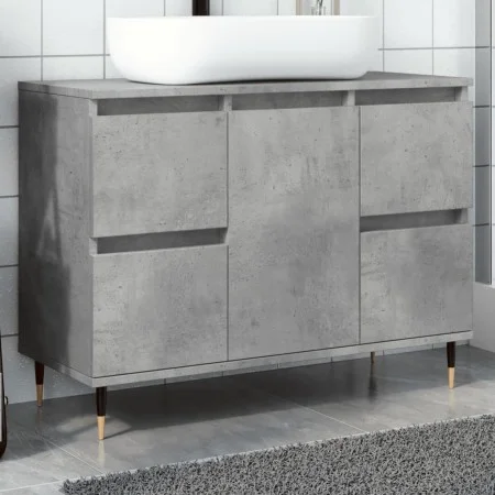 Mueble de baño madera de ingeniería gris hormigón 80x33x60 cm von , Badezimmermöbel - Ref: Foro24-857231, Preis: 92,78 €, Rab...