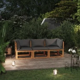3-seater garden sofa with solid acacia wood cushion by vidaXL, Garden sets - Ref: Foro24-3057607, Price: 334,42 €, Discount: %