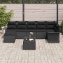 Conjunto de sofá de jardín con cojín 8 pcs Negro Poliratán
