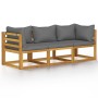 3-seater garden sofa with solid acacia wood cushion by vidaXL, Garden sets - Ref: Foro24-3057607, Price: 291,69 €, Discount: %