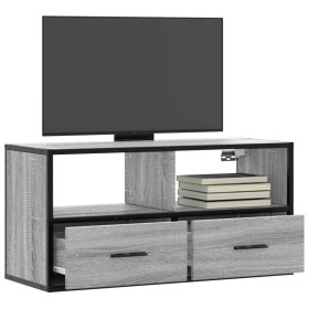 Mueble TV madera ingeniería y metal roble ahumado 80x31x39,5 cm von , TV-Möbel - Ref: Foro24-848922, Preis: 62,88 €, Rabatt: %