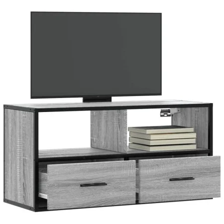 Mueble TV madera ingeniería y metal roble ahumado 80x31x39,5 cm von , TV-Möbel - Ref: Foro24-848922, Preis: 51,09 €, Rabatt: %