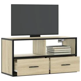 Mueble TV madera ingeniería y metal roble Sonoma 80x31x39,5 cm de , Muebles TV - Ref: Foro24-848920, Precio: 49,56 €, Descuen...