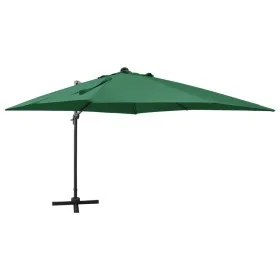 Cantilever umbrella with pole and green LED lights 300 cm by vidaXL, Umbrellas - Ref: Foro24-312345, Price: 198,60 €, Discoun...