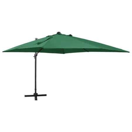 Cantilever umbrella with pole and green LED lights 300 cm by vidaXL, Umbrellas - Ref: Foro24-312345, Price: 198,60 €, Discoun...