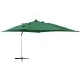Cantilever umbrella with pole and green LED lights 300 cm by vidaXL, Umbrellas - Ref: Foro24-312345, Price: 198,60 €, Discoun...