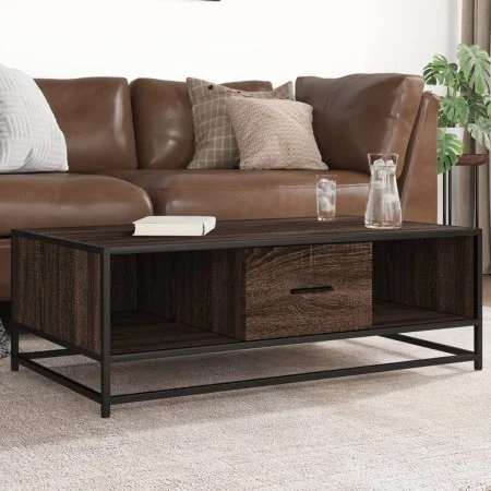 Mesa de centro madera ingeniería metal marrón 100x57x35 cm by , Coffee table - Ref: Foro24-848763, Price: 74,05 €, Discount: %