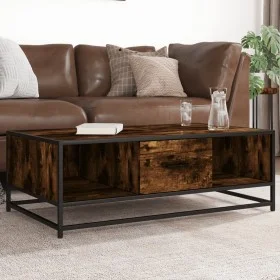 Mesa de centro madera ingeniería metal roble humo 100x57x35 cm by , Coffee table - Ref: Foro24-848761, Price: 71,87 €, Discou...