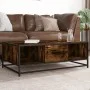 Mesa de centro madera ingeniería metal roble humo 100x57x35 cm by , Coffee table - Ref: Foro24-848761, Price: 71,87 €, Discou...