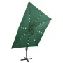 Cantilever umbrella with pole and green LED lights 300 cm by vidaXL, Umbrellas - Ref: Foro24-312345, Price: 198,60 €, Discoun...