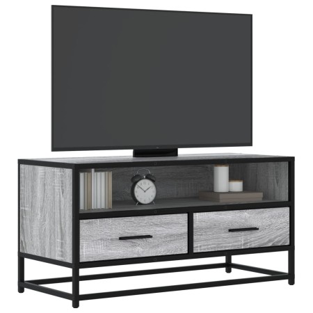 Mueble TV madera ingeniería y metal roble ahumado 80x34,5x40 cm de , Muebles TV - Ref: Foro24-848812, Precio: 64,25 €, Descue...