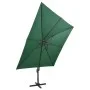 Cantilever umbrella with pole and green LED lights 300 cm by vidaXL, Umbrellas - Ref: Foro24-312345, Price: 198,60 €, Discoun...
