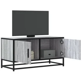 Mueble TV madera ingeniería y metal roble ahumado 80x34,5x40 cm von , TV-Möbel - Ref: Foro24-848827, Preis: 52,20 €, Rabatt: %