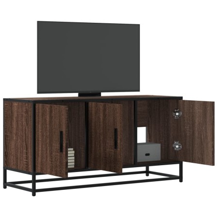 Mueble TV madera ingeniería y metal marrón roble 100x35x50 cm by , TV Furniture - Ref: Foro24-848833, Price: 74,97 €, Discoun...