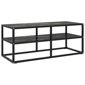 Schwarzer TV-Schrank mit schwarzem Marmorglas 100x40x40 cm von vidaXL, TV-Möbel - Ref: Foro24-322858, Preis: 99,64 €, Rabatt: %