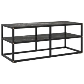 Schwarzer TV-Schrank mit schwarzem Marmorglas 100x40x40 cm von vidaXL, TV-Möbel - Ref: Foro24-322858, Preis: 97,80 €, Rabatt: %