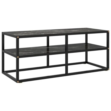 Mueble para TV negro con vidrio de mármol negro 100x40x40 cm de vidaXL, Muebles TV - Ref: Foro24-322858, Precio: 97,80 €, Des...