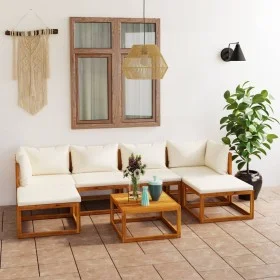 Gartenmöbel 7 Stück cremefarbene Kissen aus massivem Akazienholz von vidaXL, Gartensets - Ref: Foro24-3057652, Preis: 633,13 ...