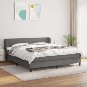 Cama box spring con colchón tela gris oscuro 160x200 cm Cama box spring con colchón tela gris oscuro 160x200 cm