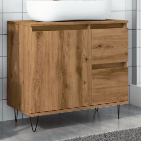 Mueble de lavabo madera de ingeniería roble artisan 65x33x60 cm by , Bathroom furniture - Ref: Foro24-857227, Price: 83,96 €,...